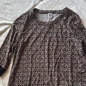 Anne Klein Black and White Geometric Top